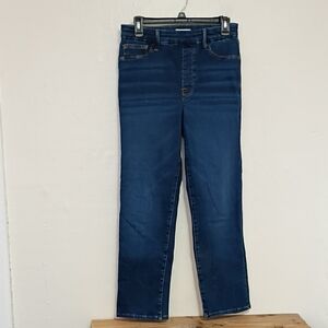 Good American Good Legs Pull On Straight Jeans Size L GLS478TE Indigo 491 Size L